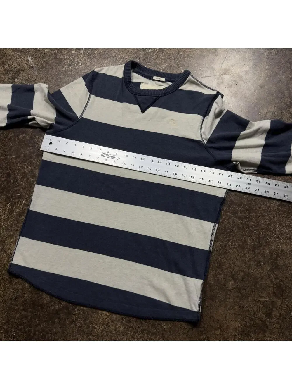 Vintage Abercrombie & Fitch Muscle Striped Crewneck Sweater XL Navy White Y2K